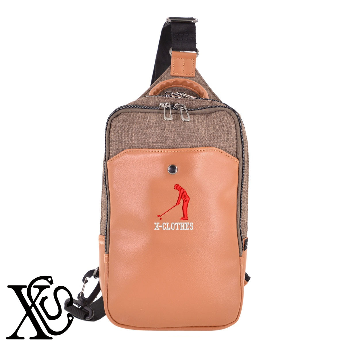 ゴルフ3柄 刺繍 カジュアル ワンショルダー ボディバッグ メンズ【X-CLOTHES】オリジナル グッズ 刺繍 ワンポイント 雑貨【b ネイビー ブラウン ブラック】 【8競技音楽-ゴルフ】