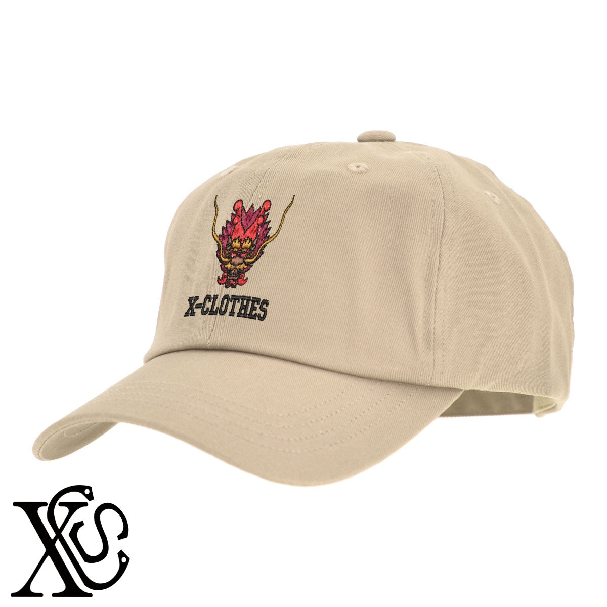 龍4柄 刺繍 綿 帽子 キャップ メンズ レディース でかい 大きいサイズ 子供 キッズ【X-CLOTHES】オリジナル グッズ 刺繍 ワンポイント 雑貨【b BLK、NVYデニム】【g WHT、BEG】 【1各種動物-猛獣】