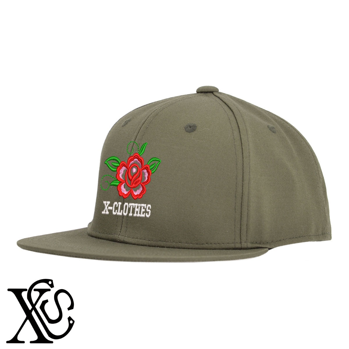 花10柄 刺繍 綿 帽子 ベースボールキャップ バイカラー メンズ レディース コットン フラットバイザー 平ツバ BBキャップ ストリート系 ヒップホップ【X-CLOTHES】オリジナル グッズ 刺繍 ワンポイント 雑貨【b BLK、BLK-GRY、OLV】【g L-GRY、LGRY-NVY、WHT-BLK】 【2植物ロゴ-植物】