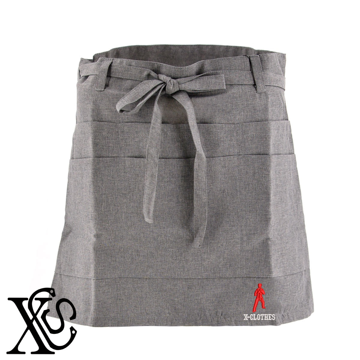 空手3柄 刺繍 ショート丈 エプロン 腰巻 ギャルソン レディース メンズ 撥水加工 カフェ ノンアイロン 業務用 おしゃれ 飲食店 仕事用 サロン【X-CLOTHES】オリジナル グッズ 刺繍 ワンポイント 雑貨【b 杢ベージュ 杢グレー ブラック】 【8競技音楽-格闘技】