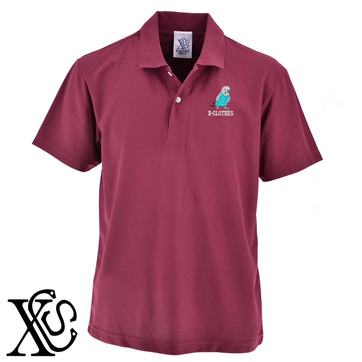 セキセイインコ8柄 刺繍 4.7oz ドライ カノコ 半袖 ポロシャツ メンズ レディース 大きいサイズあり【X-CLOTHES】オリジナル グッズ 刺繍 ワンポイント 雑貨【b 2黒 86紺 69赤 72ワイン 84青】【g 白 6灰】 【6動物鳥魚-文鳥インコ】