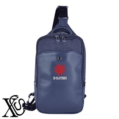 花15柄 刺繍 カジュアル ワンショルダー ボディバッグ メンズ【X-CLOTHES】オリジナル グッズ 刺繍 ワンポイント 雑貨【b ネイビー ブラウン ブラック】 【2植物ロゴ-植物】