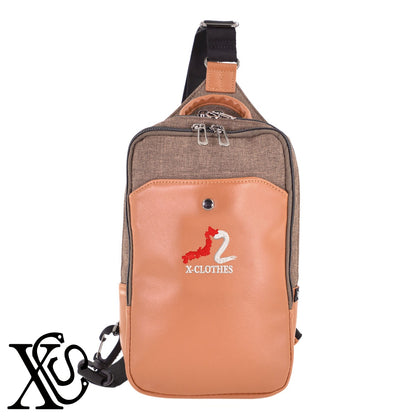 [n]小文字柄 刺繍 カジュアル ワンショルダー ボディバッグ メンズ【X-CLOTHES】オリジナル グッズ 刺繍 ワンポイント 雑貨【b ネイビー ブラウン ブラック】 【3文字標識-日本地図字】