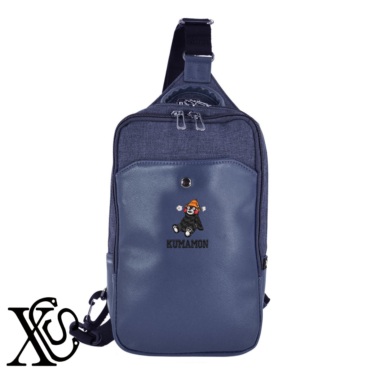 くまモン300柄 刺繍 カジュアル ワンショルダー ボディバッグ メンズ【X-CLOTHES】オリジナル グッズ 刺繍 ワンポイント 雑貨【b ネイビー ブラウン ブラック】 【4くまモン-C】