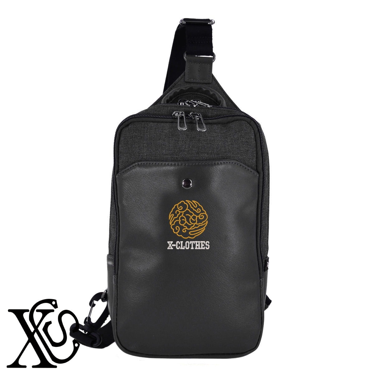 112八雲紋柄 刺繍 カジュアル ワンショルダー ボディバッグ メンズ【X-CLOTHES】オリジナル グッズ 刺繍 ワンポイント 雑貨【b ネイビー ブラウン ブラック】 【7家紋お祝-家紋81-120】