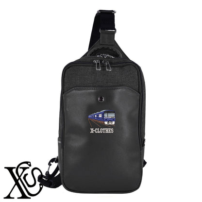 京急2100形電車柄 刺繍 カジュアル ワンショルダー ボディバッグ メンズ【X-CLOTHES】オリジナル グッズ 刺繍 ワンポイント 雑貨【b ネイビー ブラウン ブラック】 【9趣味料理-乗り物】