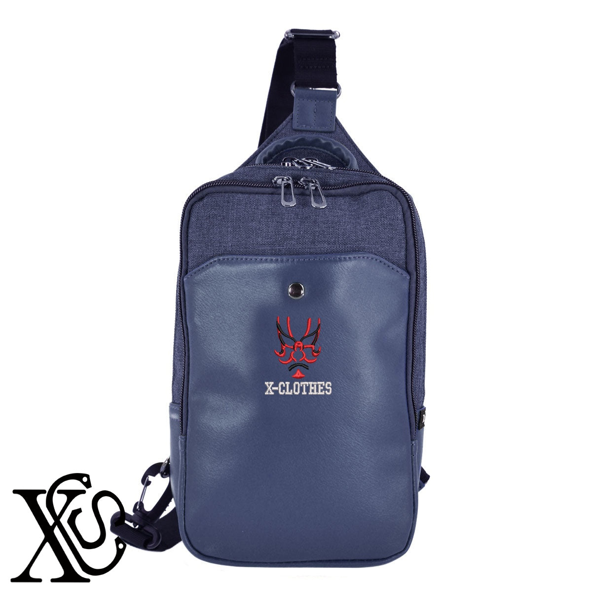 隈取2柄 刺繍 カジュアル ワンショルダー ボディバッグ メンズ【X-CLOTHES】オリジナル グッズ 刺繍 ワンポイント 雑貨【b ネイビー ブラウン ブラック】 【9趣味料理-趣味】