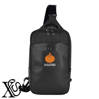 たまねぎ2柄 刺繍 カジュアル ワンショルダー ボディバッグ メンズ【X-CLOTHES】オリジナル グッズ 刺繍 ワンポイント 雑貨【b ネイビー ブラウン ブラック】 【9趣味料理-食べ物】