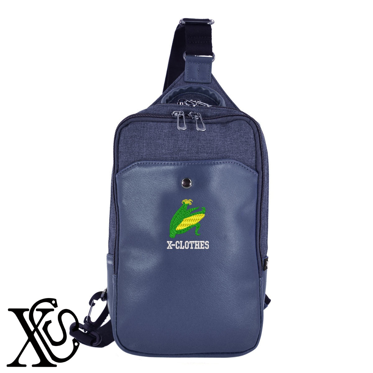 トウモロコシ2柄 刺繍 カジュアル ワンショルダー ボディバッグ メンズ【X-CLOTHES】オリジナル グッズ 刺繍 ワンポイント 雑貨【b ネイビー ブラウン ブラック】 【9趣味料理-食べ物】
