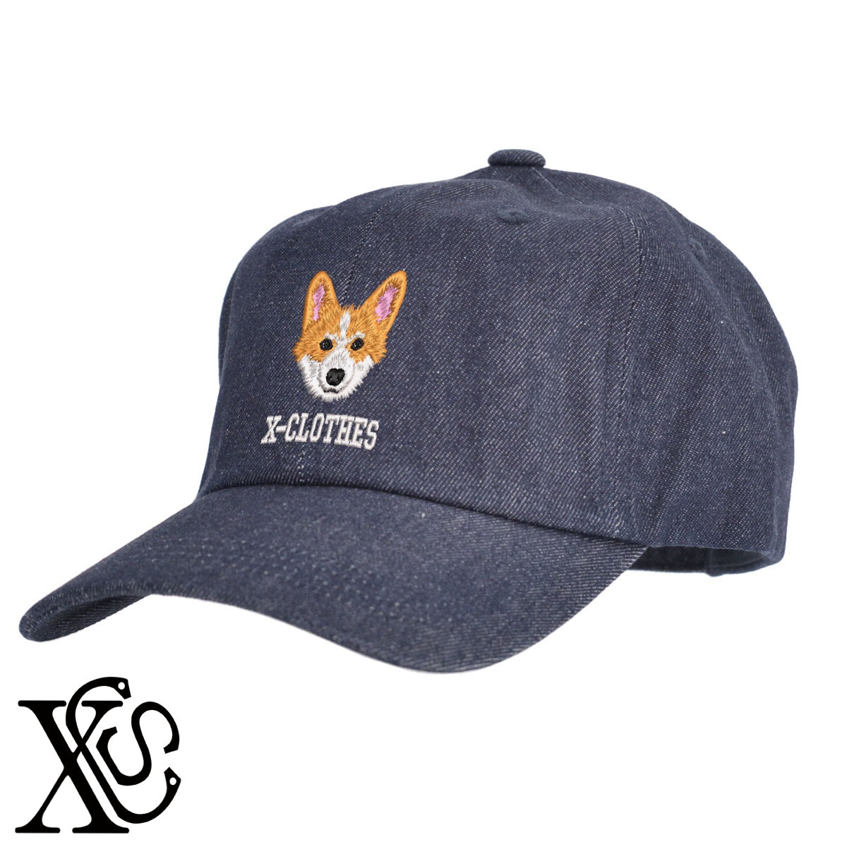 コーギー3柄 刺繍 綿 帽子 キャップ メンズ レディース でかい 大きいサイズ 子供 キッズ【X-CLOTHES】オリジナル グッズ 刺繍 ワンポイント 雑貨【b  BLK、NVYデニム】【g WHT、BEG】 【10犬猫図鑑-犬図鑑-A】