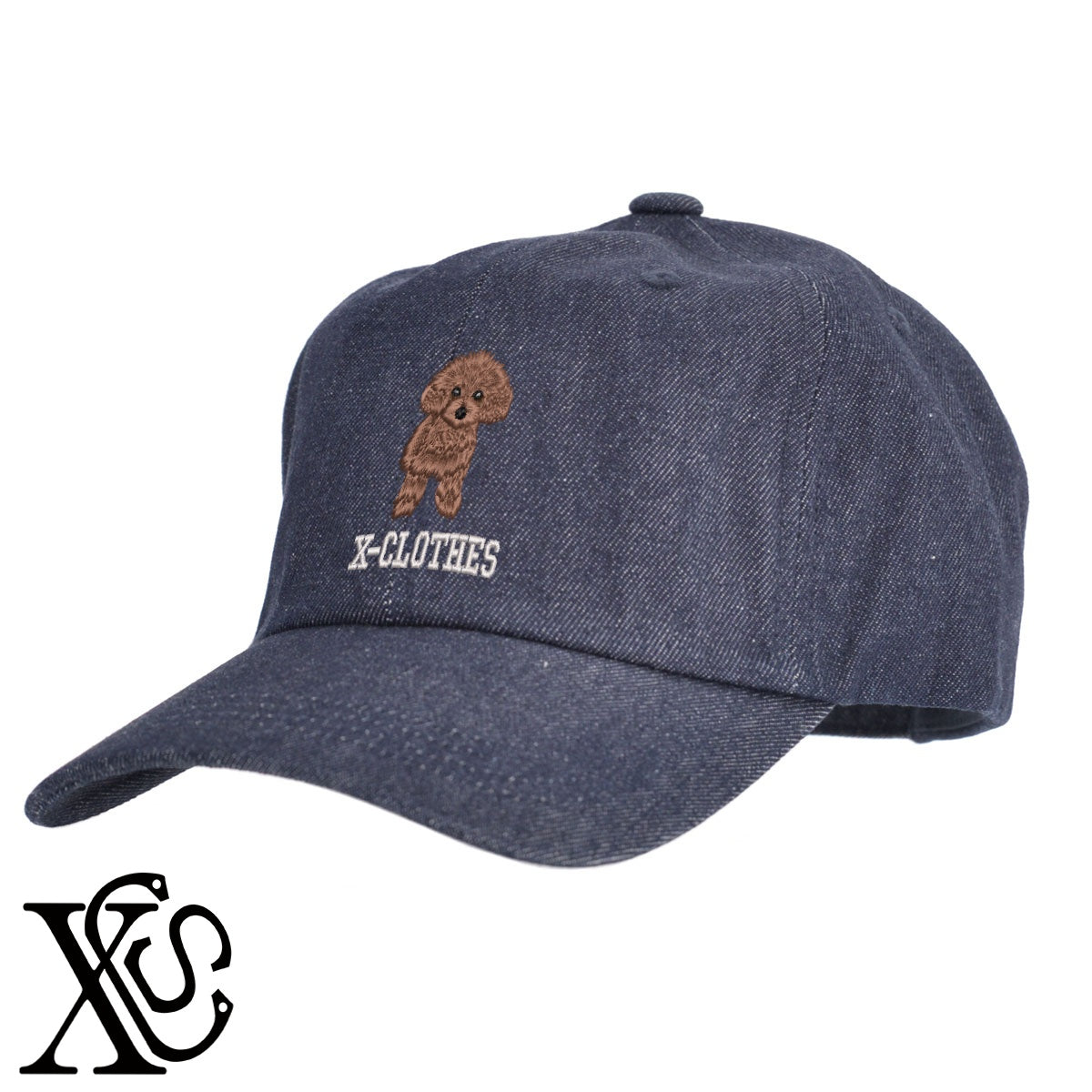 トイプードル10柄 刺繍 綿 帽子 キャップ メンズ レディース でかい 大きいサイズ 子供 キッズ【X-CLOTHES】オリジナル グッズ 刺繍 ワンポイント 雑貨【b  BLK、NVYデニム】【g WHT、BEG】 【10犬猫図鑑-犬図鑑-A】