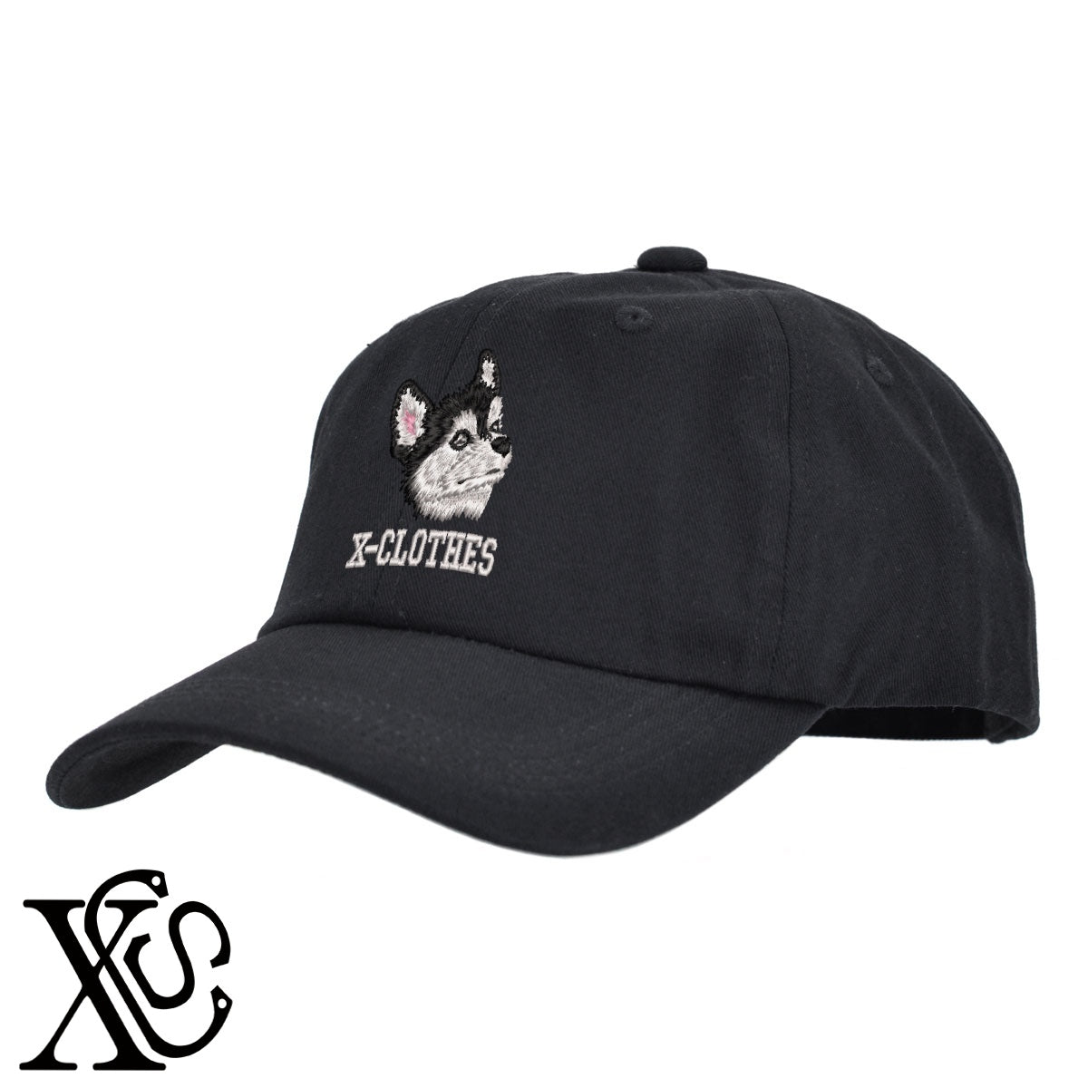 ハスキー7柄 刺繍 綿 帽子 キャップ メンズ レディース でかい 大きいサイズ 子供 キッズ【X-CLOTHES】オリジナル グッズ 刺繍 ワンポイント 雑貨【b  BLK、NVYデニム】【g WHT、BEG】 【10犬猫図鑑-犬図鑑-B】