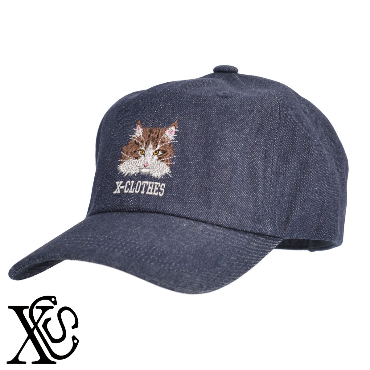 ノルウェージャンフォレスト3柄 刺繍 綿 帽子 キャップ メンズ レディース でかい 大きいサイズ 子供 キッズ【X-CLOTHES】オリジナル グッズ 刺繍 ワンポイント 雑貨【b  BLK、NVYデニム】【g WHT、BEG】 【10犬猫図鑑-猫図鑑-A】