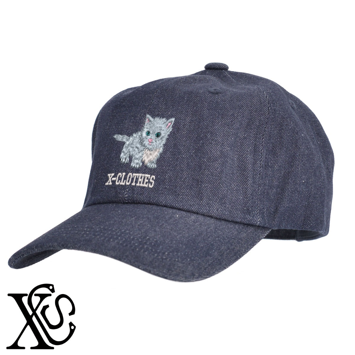 マンチカン4柄 刺繍 綿 帽子 キャップ メンズ レディース でかい 大きいサイズ 子供 キッズ【X-CLOTHES】オリジナル グッズ 刺繍 ワンポイント 雑貨【b  BLK、NVYデニム】【g WHT、BEG】 【10犬猫図鑑-猫図鑑-A】
