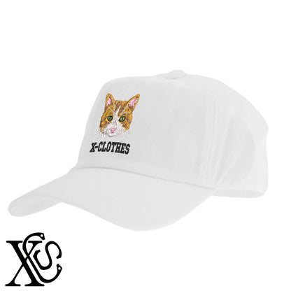 茶トラ猫2柄 刺繍 綿 帽子 キャップ メンズ レディース でかい 大きいサイズ 子供 キッズ【X-CLOTHES】オリジナル グッズ 刺繍 ワンポイント 雑貨【b  BLK、NVYデニム】【g WHT、BEG】 【10犬猫図鑑-猫図鑑-A】