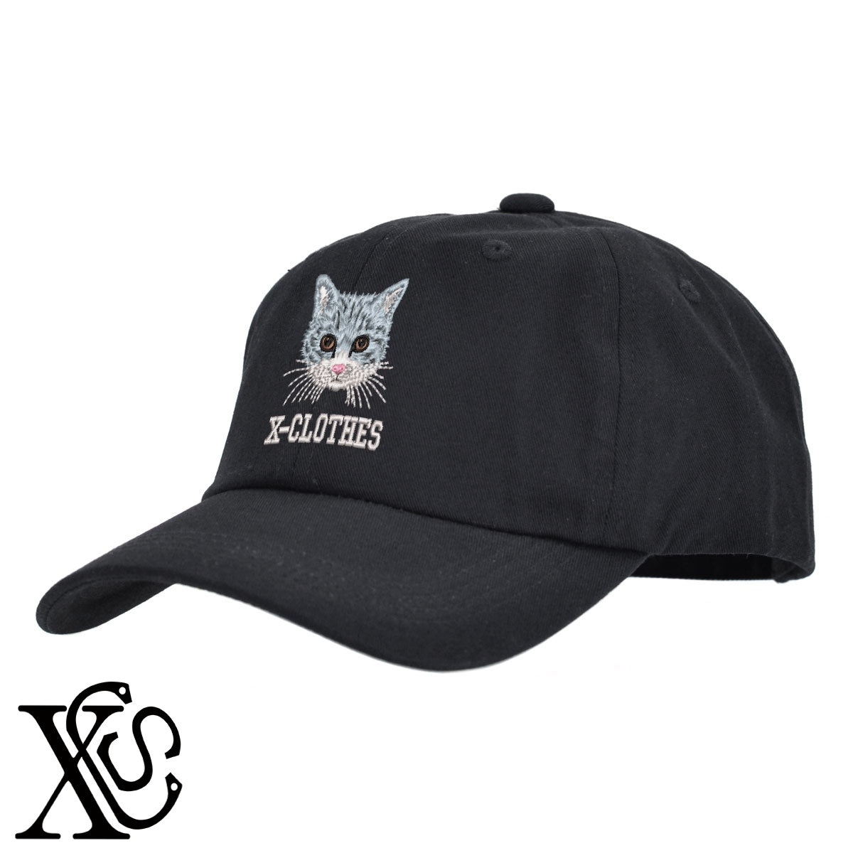猫10柄 刺繍 綿 帽子 キャップ メンズ レディース でかい 大きいサイズ 子供 キッズ【X-CLOTHES】オリジナル グッズ 刺繍 ワンポイント 雑貨【b  BLK、NVYデニム】【g WHT、BEG】 【10犬猫図鑑-猫図鑑-B】