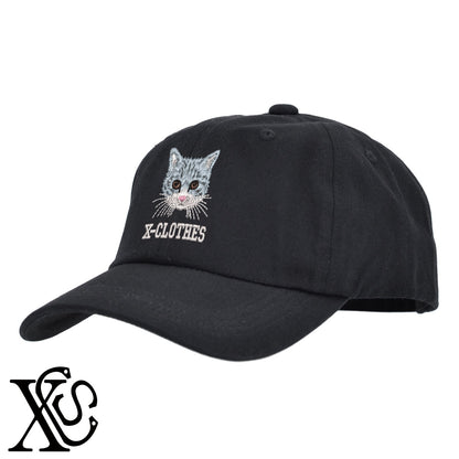 猫10柄 刺繍 綿 帽子 キャップ メンズ レディース でかい 大きいサイズ 子供 キッズ【X-CLOTHES】オリジナル グッズ 刺繍 ワンポイント 雑貨【b  BLK、NVYデニム】【g WHT、BEG】 【10犬猫図鑑-猫図鑑-B】