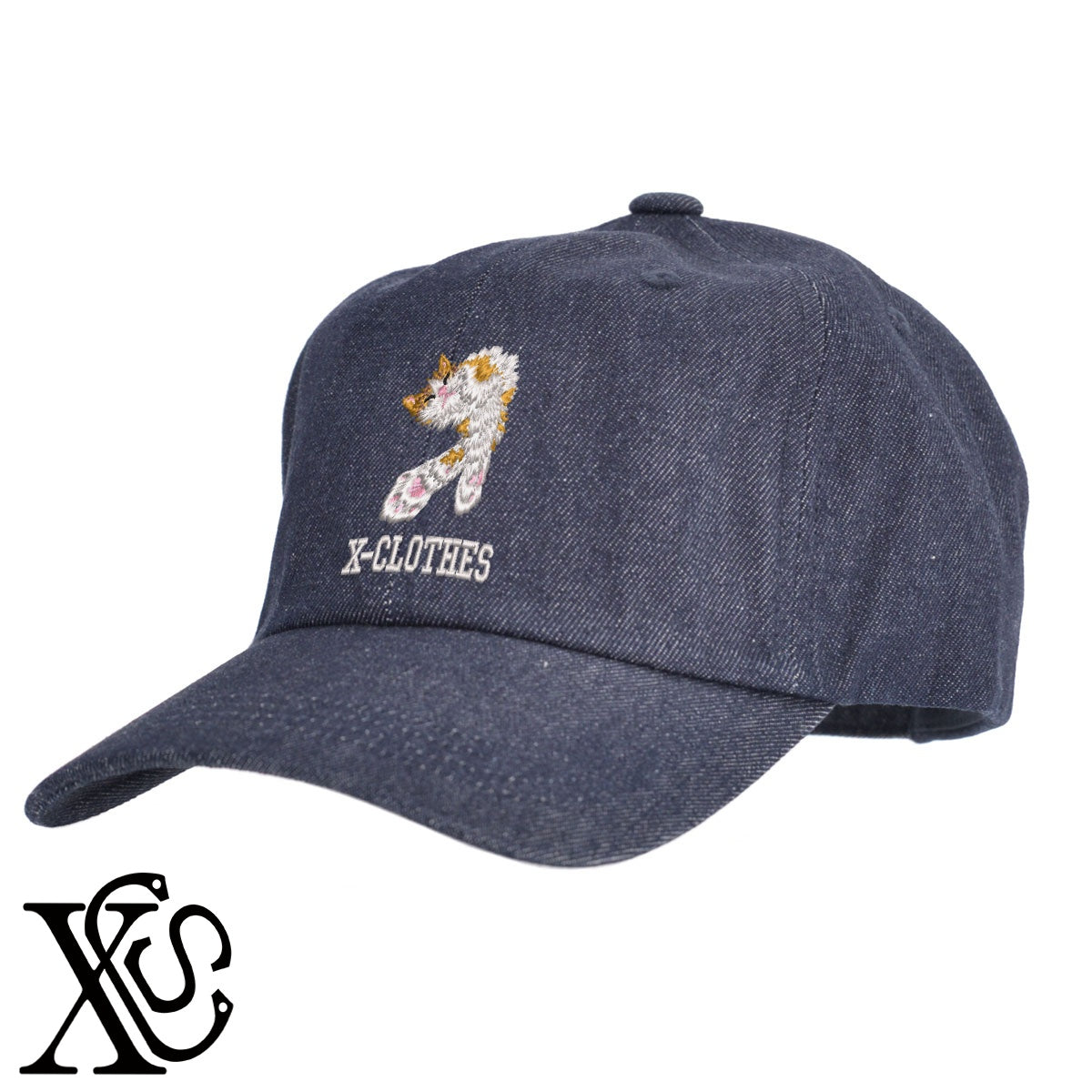 猫12柄 刺繍 綿 帽子 キャップ メンズ レディース でかい 大きいサイズ 子供 キッズ【X-CLOTHES】オリジナル グッズ 刺繍 ワンポイント 雑貨【b  BLK、NVYデニム】【g WHT、BEG】 【10犬猫図鑑-猫図鑑-B】