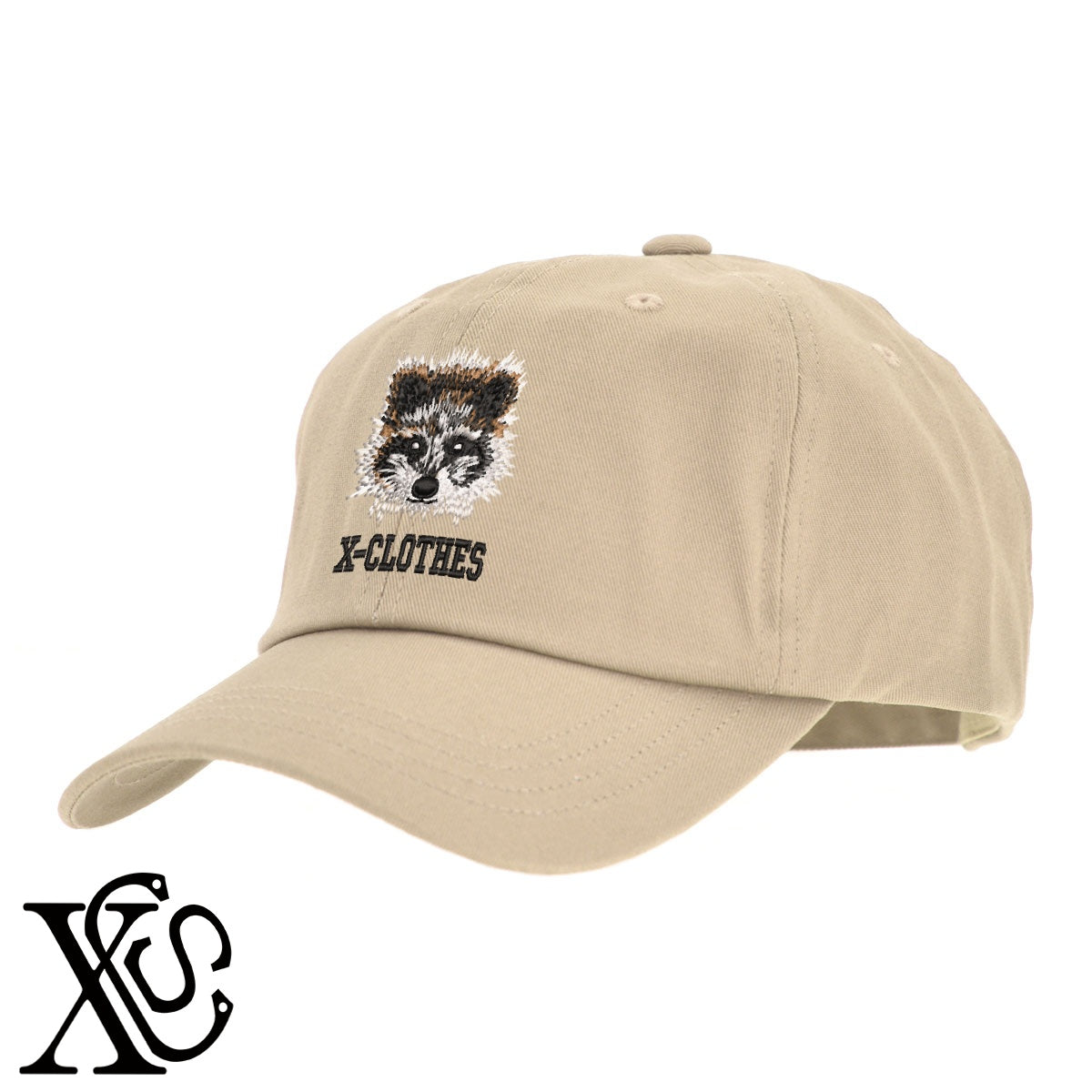 アライグマ4柄 刺繍 綿 帽子 キャップ メンズ レディース でかい 大きいサイズ 子供 キッズ【X-CLOTHES】オリジナル グッズ 刺繍 ワンポイント 雑貨【b  BLK、NVYデニム】【g WHT、BEG】 【1各種動物-小動物】