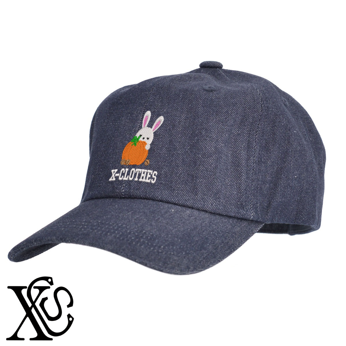ウサギ5柄 刺繍 綿 帽子 キャップ メンズ レディース でかい 大きいサイズ 子供 キッズ【X-CLOTHES】オリジナル グッズ 刺繍 ワンポイント 雑貨【b  BLK、NVYデニム】【g WHT、BEG】 【1各種動物-小動物】