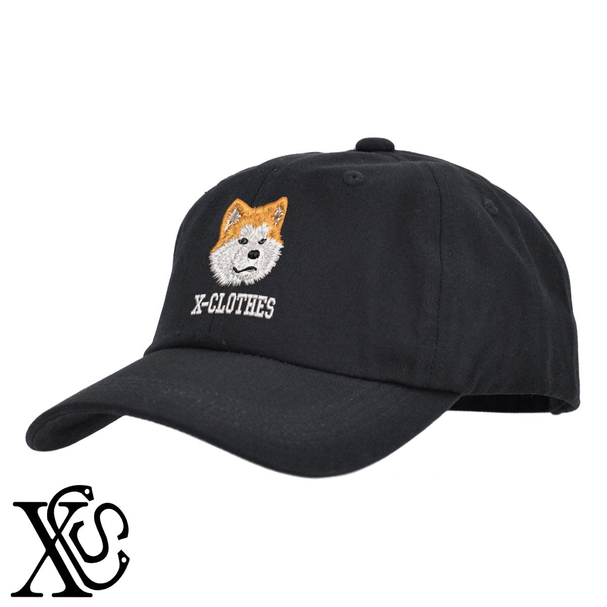 秋田犬2柄 刺繍 綿 帽子 キャップ メンズ レディース でかい 大きいサイズ 子供 キッズ【X-CLOTHES】オリジナル グッズ 刺繍 ワンポイント 雑貨【b  BLK、NVYデニム】【g WHT、BEG】 【1各種動物-犬類】