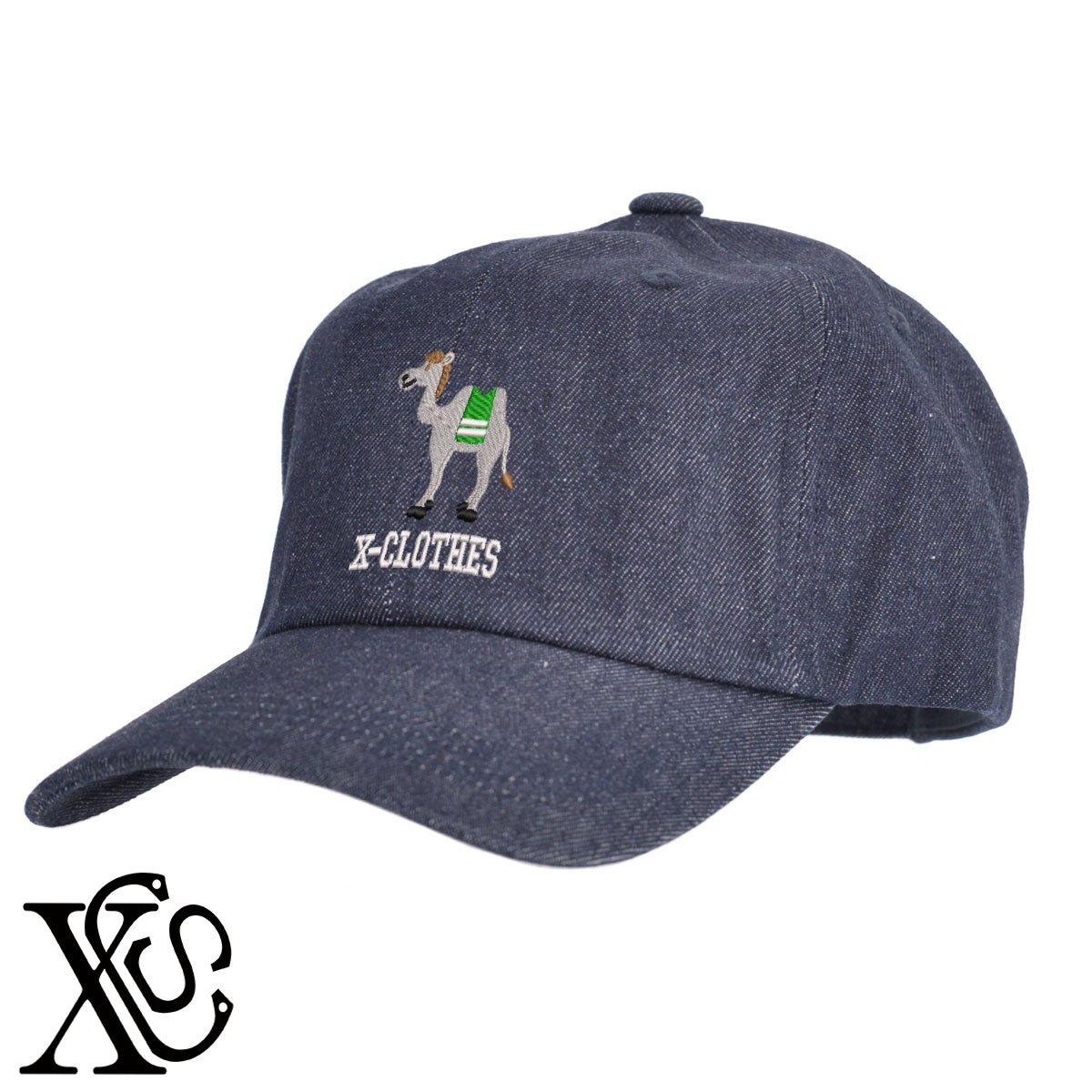 ラクダ2柄 刺繍 綿 帽子 キャップ メンズ レディース でかい 大きいサイズ 子供 キッズ【X-CLOTHES】オリジナル グッズ 刺繍 ワンポイント 雑貨【b  BLK、NVYデニム】【g WHT、BEG】 【1各種動物-草食動物】