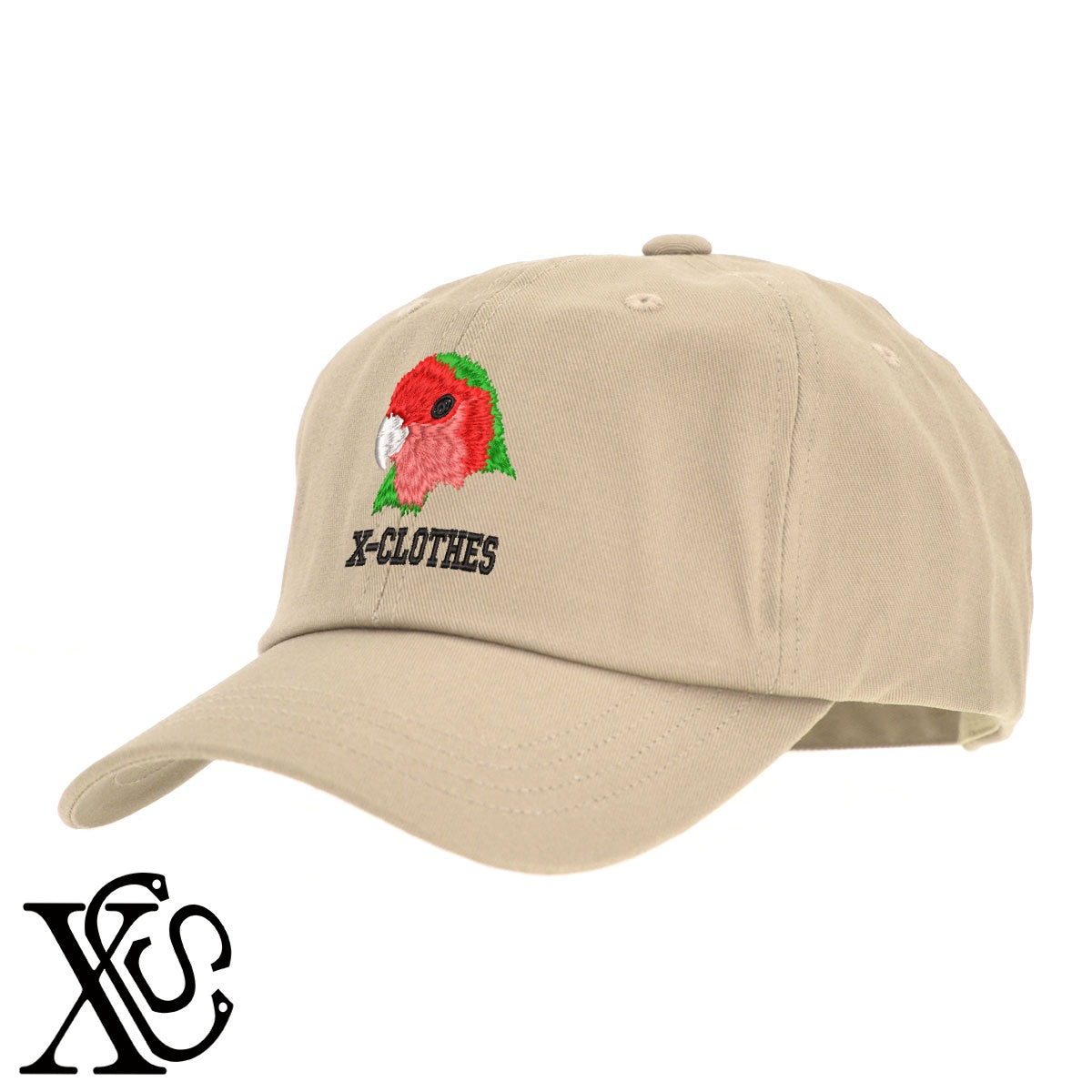 コザクラインコ3柄 刺繍 綿 帽子 キャップ メンズ レディース でかい 大きいサイズ 子供 キッズ【X-CLOTHES】オリジナル グッズ 刺繍 ワンポイント 雑貨【b  BLK、NVYデニム】【g WHT、BEG】 【1各種動物-鳥類】