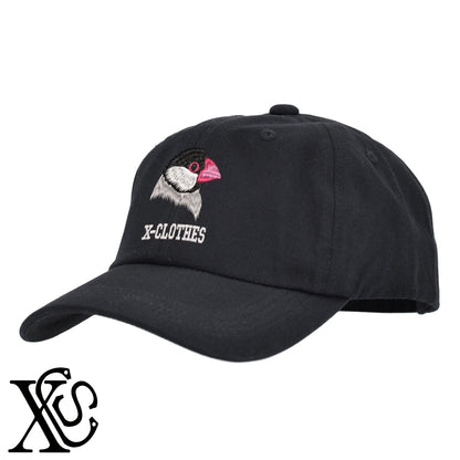 文鳥7柄 刺繍 綿 帽子 キャップ メンズ レディース でかい 大きいサイズ 子供 キッズ【X-CLOTHES】オリジナル グッズ 刺繍 ワンポイント 雑貨【b  BLK、NVYデニム】【g WHT、BEG】 【1各種動物-鳥類】