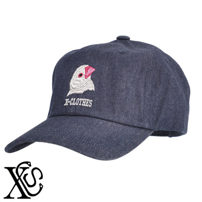 白文鳥2柄 刺繍 綿 帽子 キャップ メンズ レディース でかい 大きいサイズ 子供 キッズ【X-CLOTHES】オリジナル グッズ 刺繍 ワンポイント 雑貨【b  BLK、NVYデニム】【g WHT、BEG】 【1各種動物-鳥類】