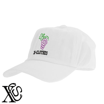 ぶどう4柄 刺繍 綿 帽子 キャップ メンズ レディース でかい 大きいサイズ 子供 キッズ【X-CLOTHES】オリジナル グッズ 刺繍 ワンポイント 雑貨【b  BLK、NVYデニム】【g WHT、BEG】 【2植物ロゴ-果物】