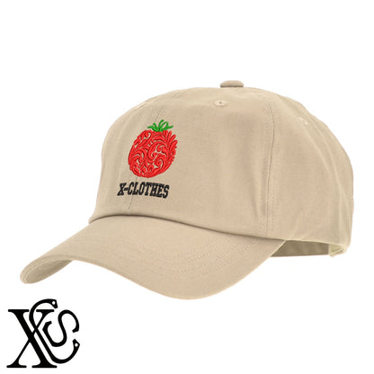 トマト3柄 刺繍 綿 帽子 キャップ メンズ レディース でかい 大きいサイズ 子供 キッズ【X-CLOTHES】オリジナル グッズ 刺繍 ワンポイント 雑貨【b  BLK、NVYデニム】【g WHT、BEG】 【2植物ロゴ-果物】