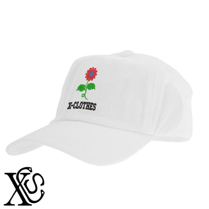 花8柄 刺繍 綿 帽子 キャップ メンズ レディース でかい 大きいサイズ 子供 キッズ【X-CLOTHES】オリジナル グッズ 刺繍 ワンポイント 雑貨【b  BLK、NVYデニム】【g WHT、BEG】 【2植物ロゴ-植物】