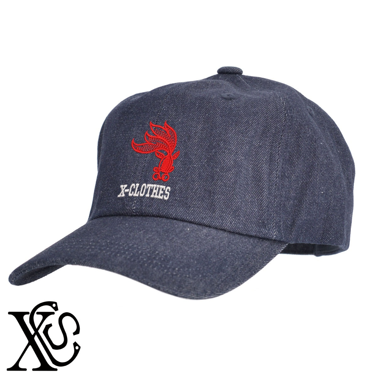 金魚4柄 刺繍 綿 帽子 キャップ メンズ レディース でかい 大きいサイズ 子供 キッズ【X-CLOTHES】オリジナル グッズ 刺繍 ワンポイント 雑貨【b  BLK、NVYデニム】【g WHT、BEG】 【2植物ロゴ-魚類】