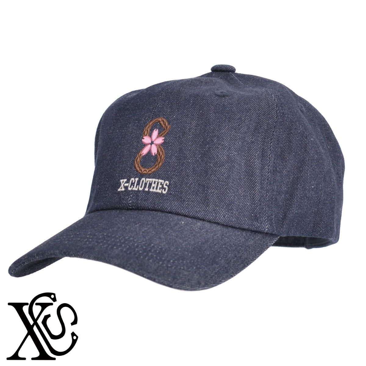 [8]さくら柄 刺繍 綿 帽子 キャップ メンズ レディース でかい 大きいサイズ 子供 キッズ【X-CLOTHES】オリジナル グッズ 刺繍 ワンポイント 雑貨【b  BLK、NVYデニム】【g WHT、BEG】 【3文字標識-桜字】