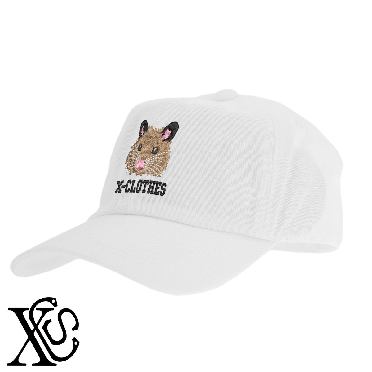 キンクマハムスター5柄 刺繍 綿 帽子 キャップ メンズ レディース でかい 大きいサイズ 子供 キッズ【X-CLOTHES】オリジナル グッズ 刺繍 ワンポイント 雑貨【b  BLK、NVYデニム】【g WHT、BEG】 【6動物鳥魚-小動物】