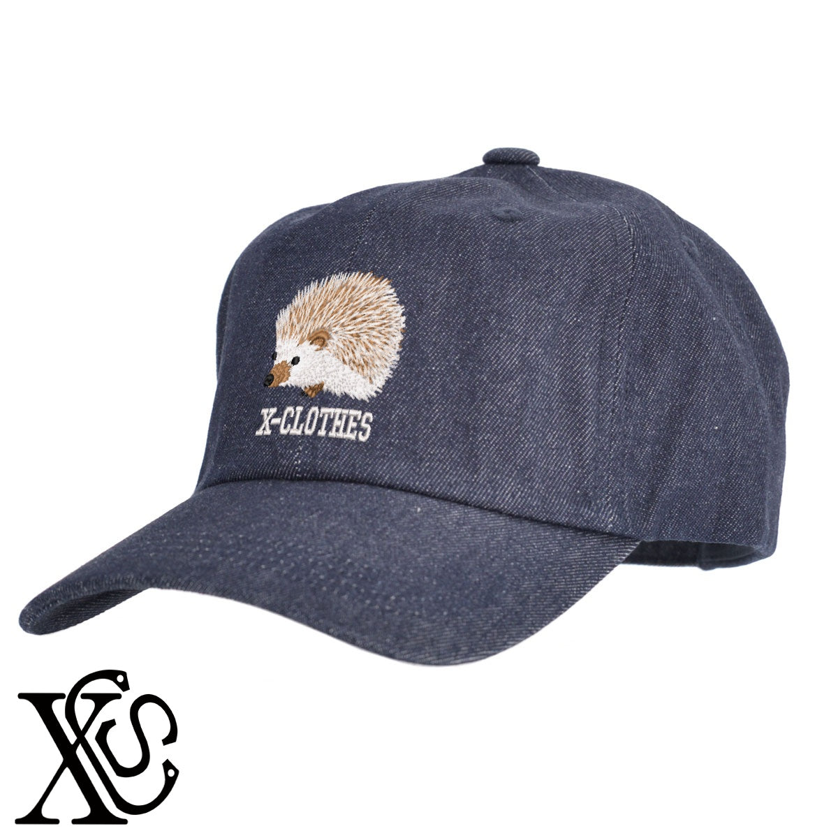 ハリネズミ2柄 刺繍 綿 帽子 キャップ メンズ レディース でかい 大きいサイズ 子供 キッズ【X-CLOTHES】オリジナル グッズ 刺繍 ワンポイント 雑貨【b  BLK、NVYデニム】【g WHT、BEG】 【6動物鳥魚-小動物】
