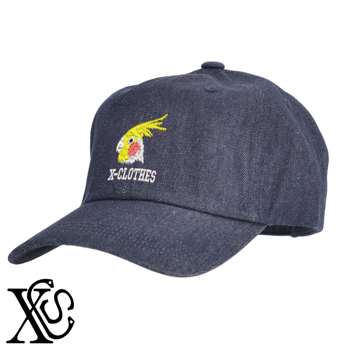 オカメインコ3柄 刺繍 綿 帽子 キャップ メンズ レディース でかい 大きいサイズ 子供 キッズ【X-CLOTHES】オリジナル グッズ 刺繍 ワンポイント 雑貨【b  BLK、NVYデニム】【g WHT、BEG】 【6動物鳥魚-文鳥インコ】
