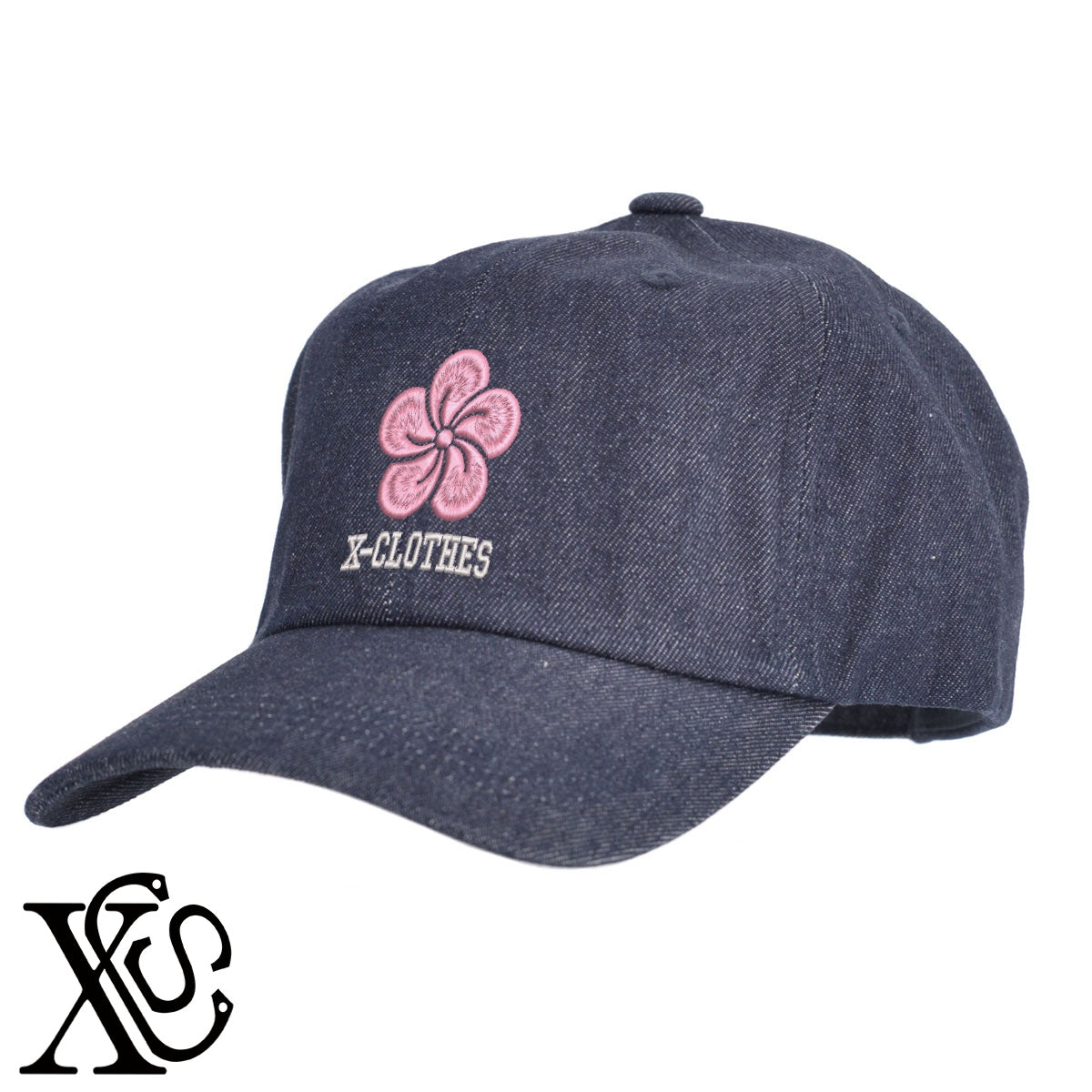 捻り梅2柄 刺繍 綿 帽子 キャップ メンズ レディース でかい 大きいサイズ 子供 キッズ【X-CLOTHES】オリジナル グッズ 刺繍 ワンポイント 雑貨【b  BLK、NVYデニム】【g WHT、BEG】 【7家紋お祝-伝統模様】