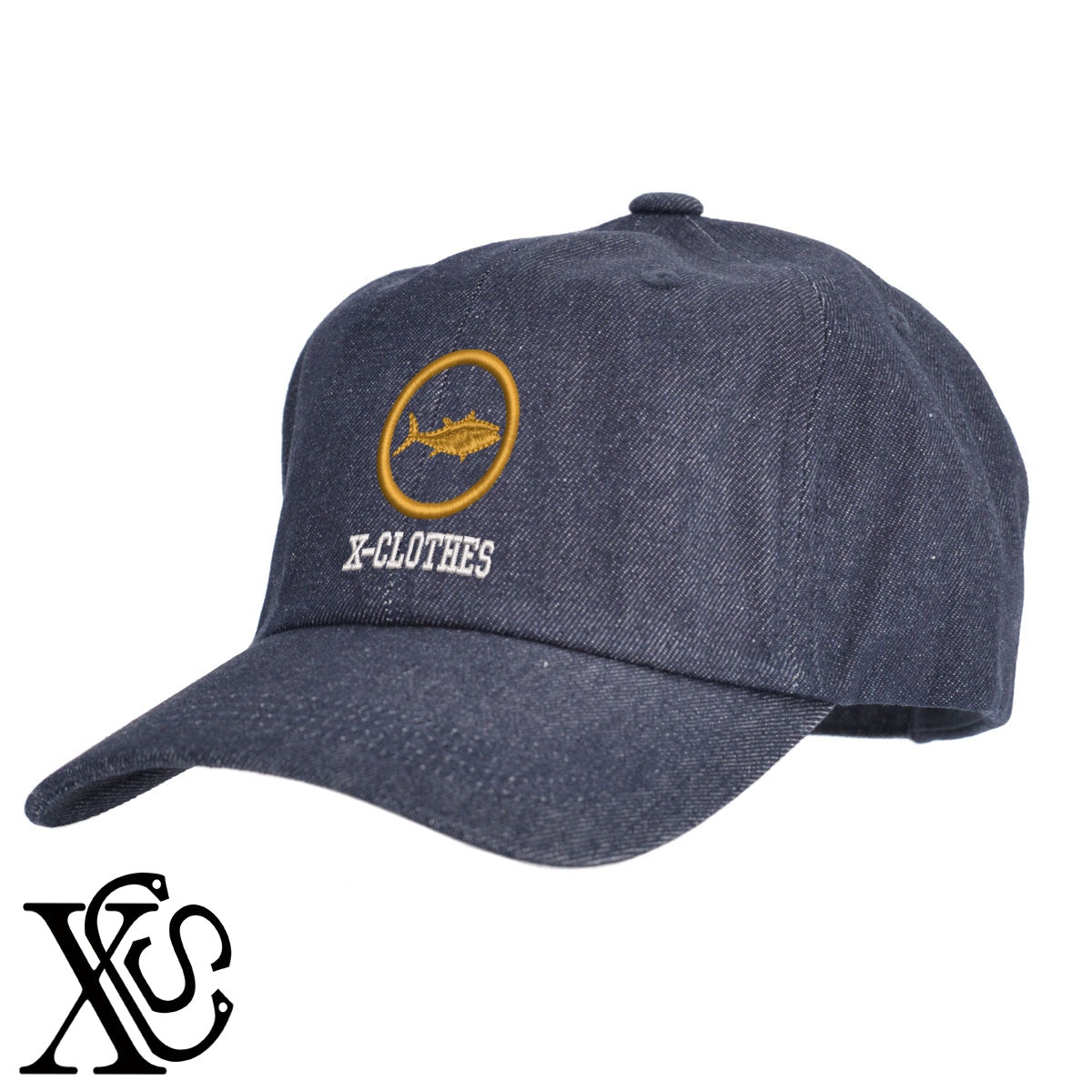 魚派2柄 刺繍 綿 帽子 キャップ メンズ レディース でかい 大きいサイズ 子供 キッズ【X-CLOTHES】オリジナル グッズ 刺繍 ワンポイント 雑貨【b  BLK、NVYデニム】【g WHT、BEG】 【7家紋お祝-面白】