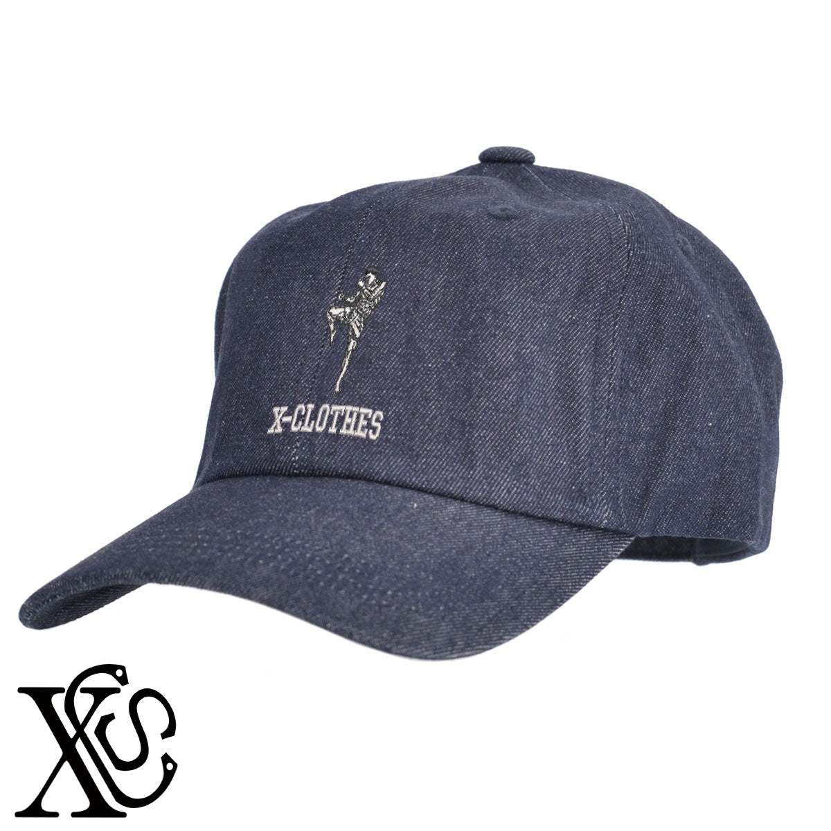 キックボクシング4柄 刺繍 綿 帽子 キャップ メンズ レディース でかい 大きいサイズ 子供 キッズ【X-CLOTHES】オリジナル グッズ 刺繍 ワンポイント 雑貨【b  BLK、NVYデニム】【g WHT、BEG】 【8競技音楽-格闘技】