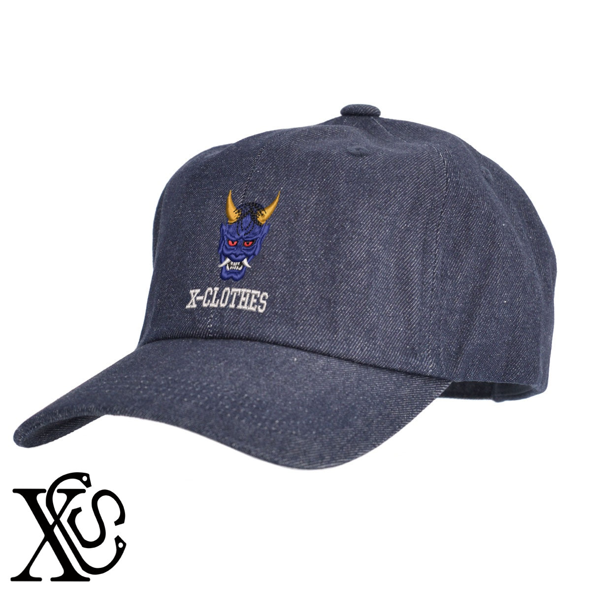 青鬼2柄 刺繍 綿 帽子 キャップ メンズ レディース でかい 大きいサイズ 子供 キッズ【X-CLOTHES】オリジナル グッズ 刺繍 ワンポイント 雑貨【b  BLK、NVYデニム】【g WHT、BEG】 【9趣味料理-人物】