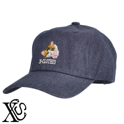 助けてニャン2柄 刺繍 綿 帽子 キャップ メンズ レディース でかい 大きいサイズ 子供 キッズ【X-CLOTHES】オリジナル グッズ 刺繍 ワンポイント 雑貨【b  BLK、NVYデニム】【g WHT、BEG】 【9趣味料理-笑える】