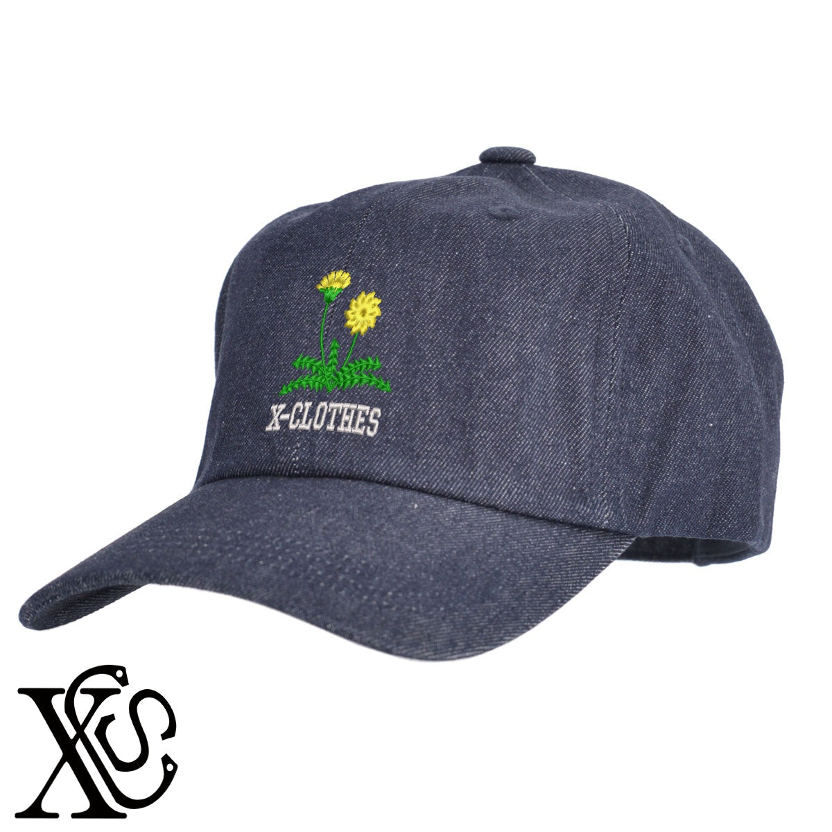 たんぽぽ2柄 刺繍 綿 帽子 キャップ メンズ レディース でかい 大きいサイズ 子供 キッズ【X-CLOTHES】オリジナル グッズ 刺繍 ワンポイント 雑貨【b  BLK、NVYデニム】【g WHT、BEG】 【9趣味料理-花】
