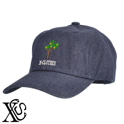 木2柄 刺繍 綿 帽子 キャップ メンズ レディース でかい 大きいサイズ 子供 キッズ【X-CLOTHES】オリジナル グッズ 刺繍 ワンポイント 雑貨【b  BLK、NVYデニム】【g WHT、BEG】 【9趣味料理-花】