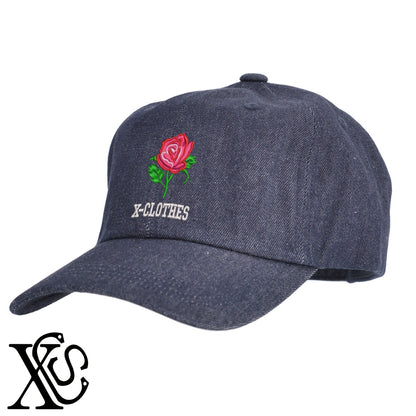 薔薇5柄 刺繍 綿 帽子 キャップ メンズ レディース でかい 大きいサイズ 子供 キッズ【X-CLOTHES】オリジナル グッズ 刺繍 ワンポイント 雑貨【b  BLK、NVYデニム】【g WHT、BEG】 【9趣味料理-花】