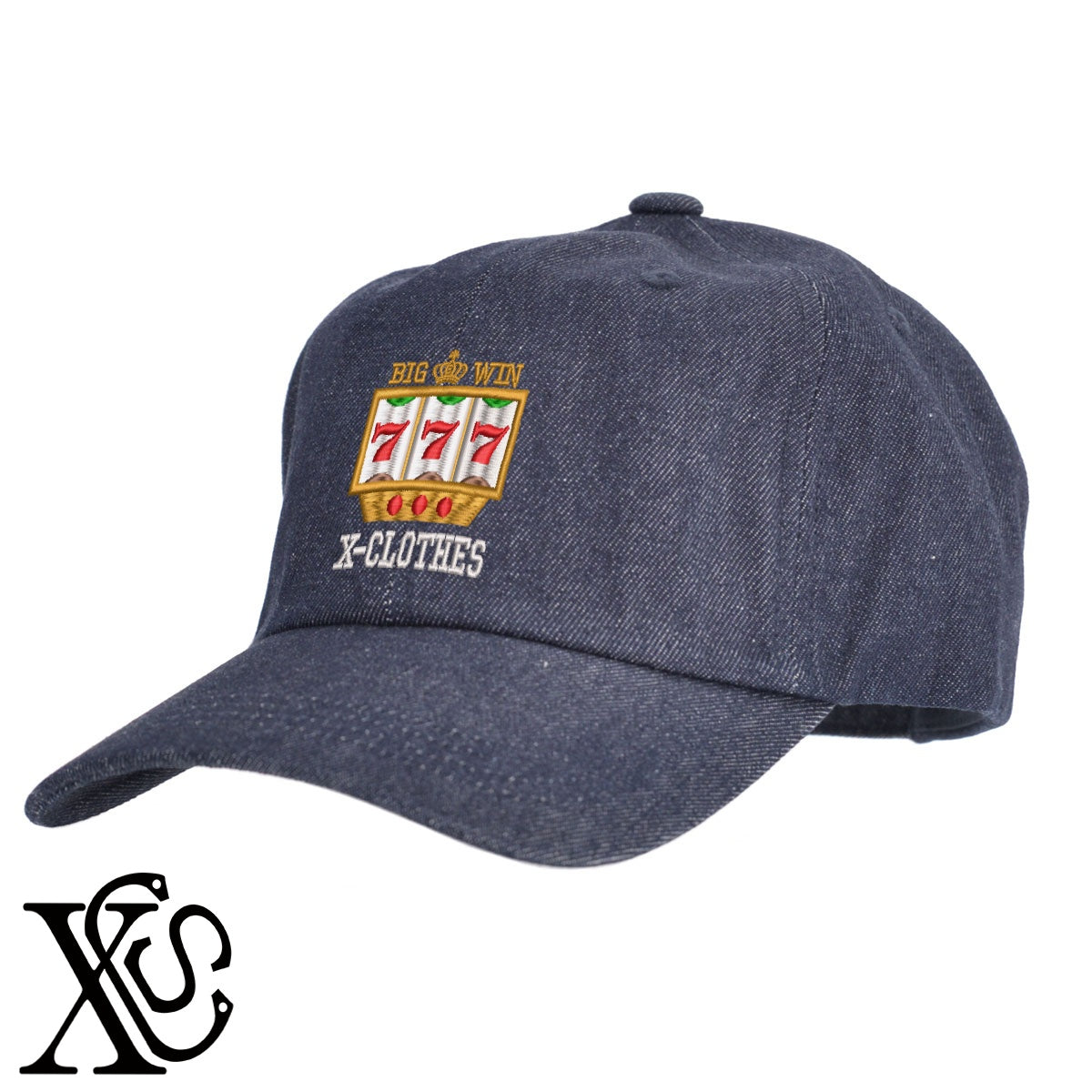 スロット2柄 刺繍 綿 帽子 キャップ メンズ レディース でかい 大きいサイズ 子供 キッズ【X-CLOTHES】オリジナル グッズ 刺繍 ワンポイント 雑貨【b  BLK、NVYデニム】【g WHT、BEG】 【9趣味料理-趣味】