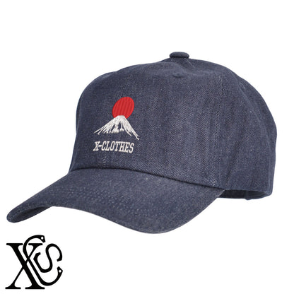 富士山2柄 刺繍 綿 帽子 キャップ メンズ レディース でかい 大きいサイズ 子供 キッズ【X-CLOTHES】オリジナル グッズ 刺繍 ワンポイント 雑貨【b  BLK、NVYデニム】【g WHT、BEG】 【9趣味料理-趣味】