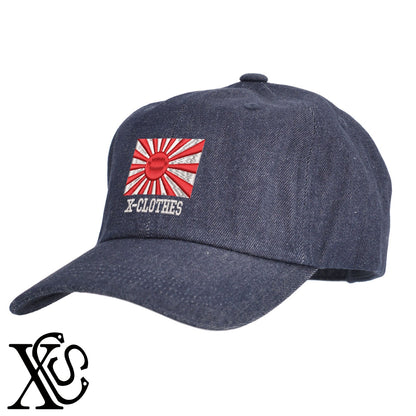 旭日旗2柄 刺繍 綿 帽子 キャップ メンズ レディース でかい 大きいサイズ 子供 キッズ【X-CLOTHES】オリジナル グッズ 刺繍 ワンポイント 雑貨【b  BLK、NVYデニム】【g WHT、BEG】 【9趣味料理-趣味】