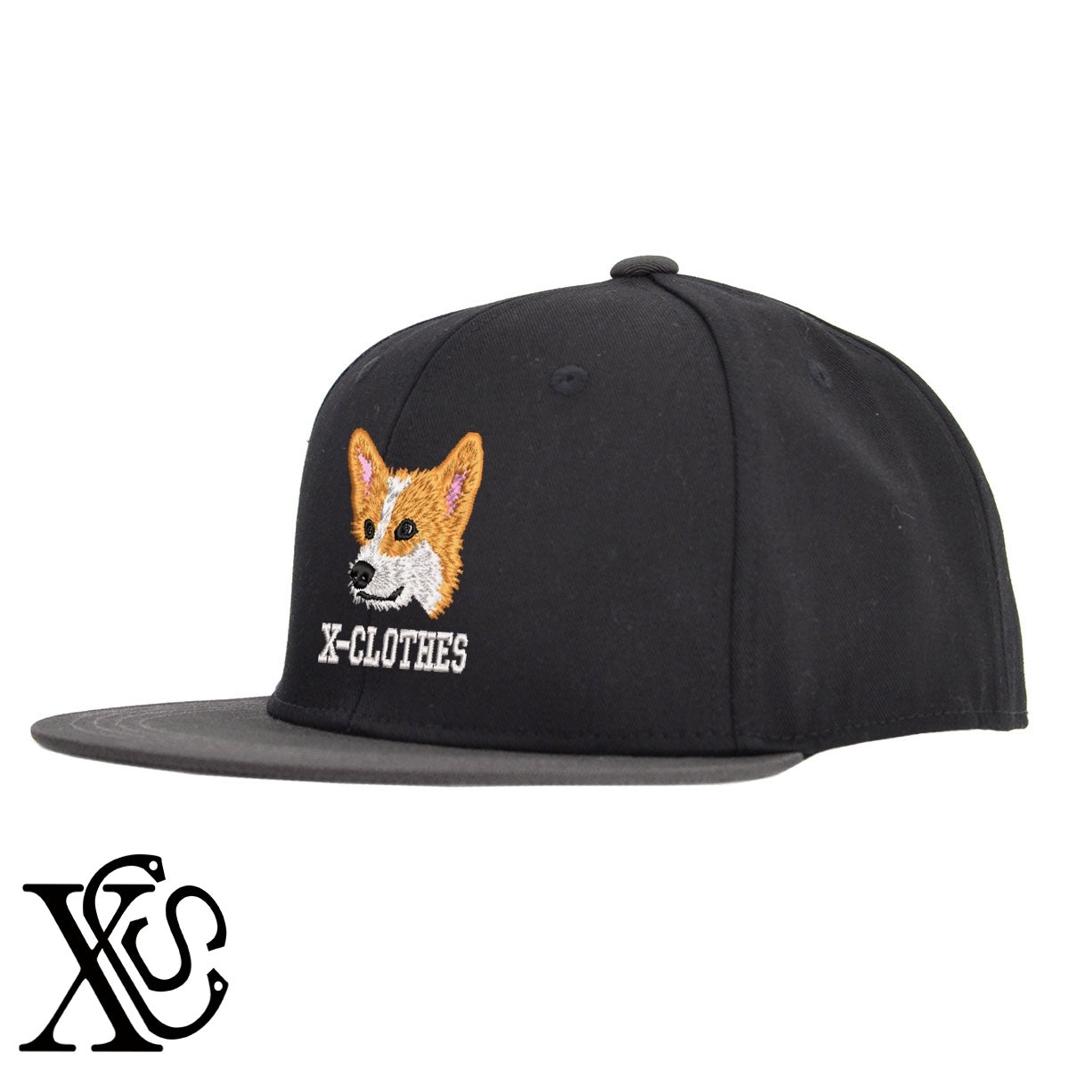 コーギー4柄 刺繍 綿 帽子 ベースボールキャップ バイカラー メンズ レディース コットン フラットバイザー 平ツバ BBキャップ ストリート系 ヒップホップ【X-CLOTHES】オリジナル グッズ 刺繍 ワンポイント 雑貨【b BLK、BLK-GRY、OLV】【g L-GRY、LGRY-NVY、WHT-BLK】 【10犬猫図鑑-犬図鑑-A】
