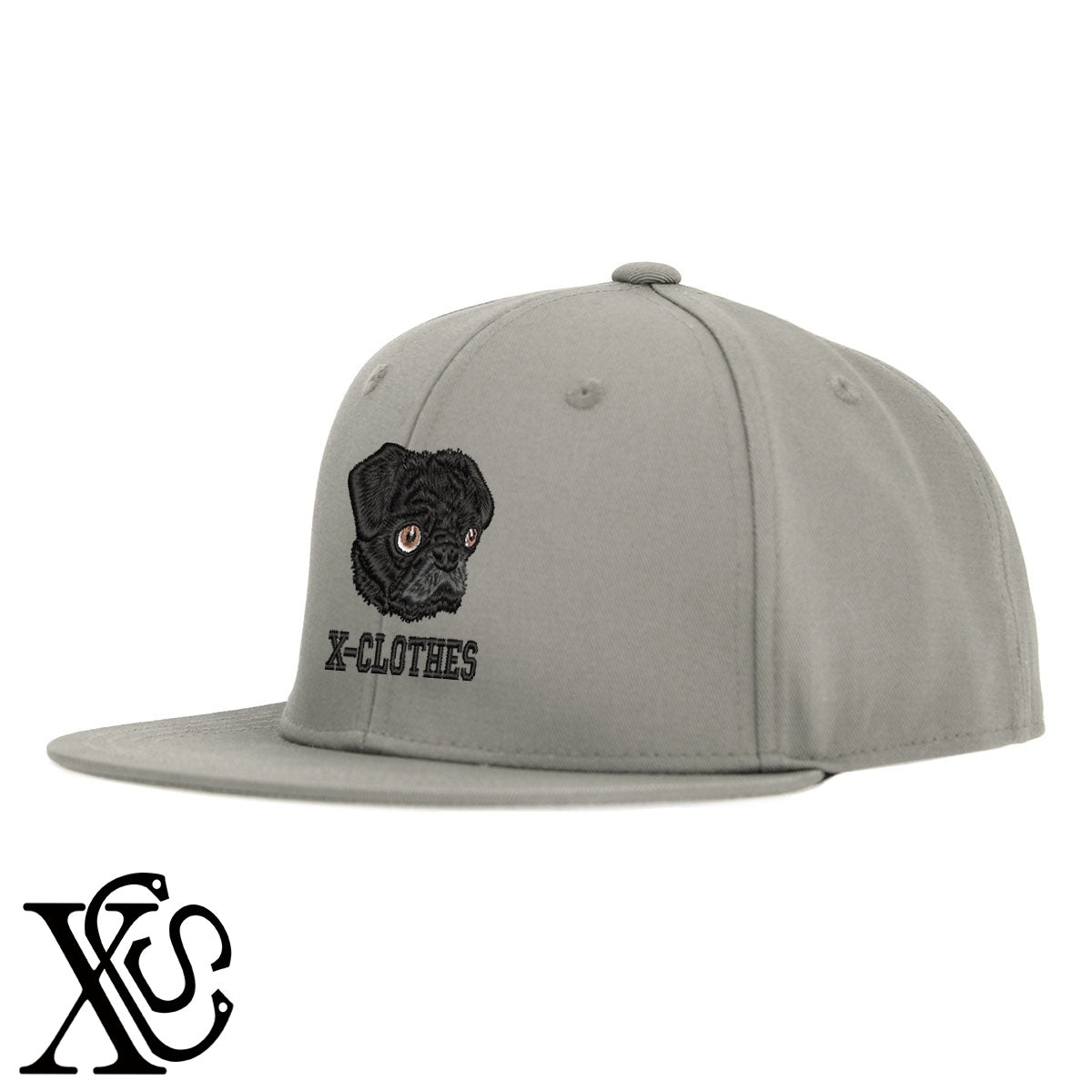 パグ7柄 刺繍 綿 帽子 ベースボールキャップ バイカラー メンズ レディース コットン フラットバイザー 平ツバ BBキャップ ストリート系 ヒップホップ【X-CLOTHES】オリジナル グッズ 刺繍 ワンポイント 雑貨【b BLK、BLK-GRY、OLV】【g L-GRY、LGRY-NVY、WHT-BLK】 【10犬猫図鑑-犬図鑑-B】